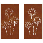 vidaXL 2-tlg. Garten-Wanddeko 105x55 cm Cortenstahl Blumen-Design