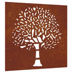 vidaXL Garten-Wanddeko 55x55 cm Cortenstahl Baum-Design