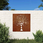 vidaXL Garten-Wanddeko 55x55 cm Cortenstahl Baum-Design