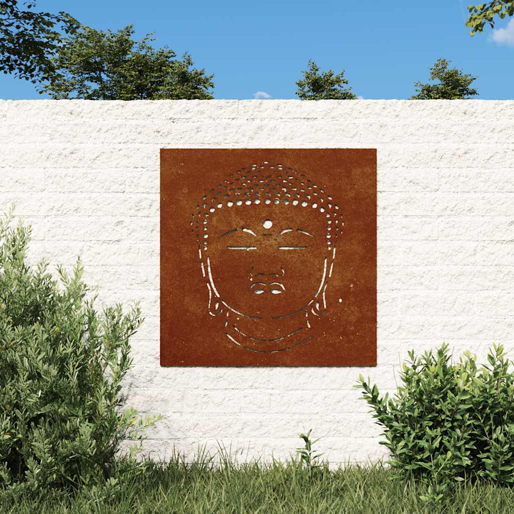 vidaXL Garten-Wanddeko 55x55 cm Cortenstahl Buddha-Kopf