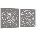 vidaXL 2-tlg. Garten-Wanddeko 55x55 cm Cortenstahl Rosen-Design