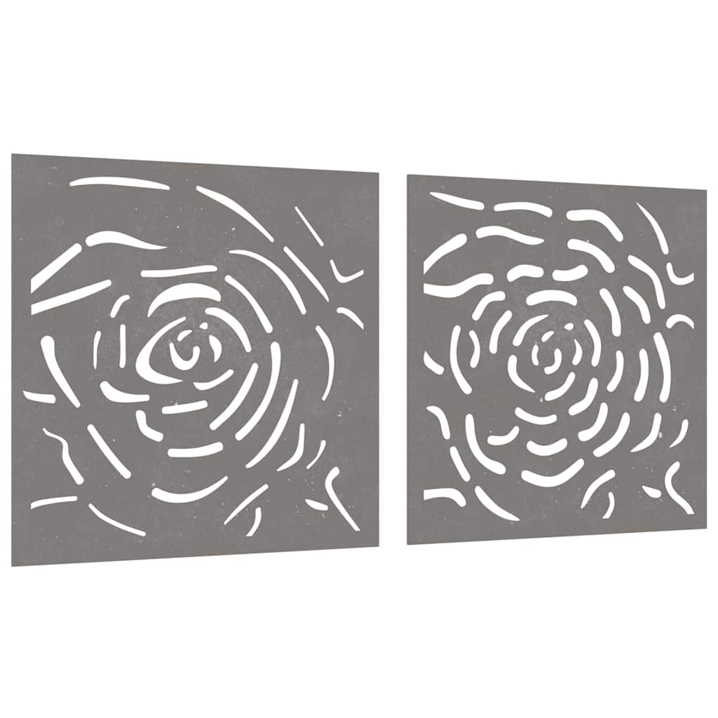 vidaXL 2-tlg. Garten-Wanddeko 55x55 cm Cortenstahl Rosen-Design