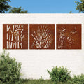 vidaXL 3-tlg. Garten-Wanddeko 55x55 cm Cortenstahl Gras-Design