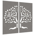 vidaXL 2-tlg. Garten-Wanddeko 105x155 cm Cortenstahl Baum-Design