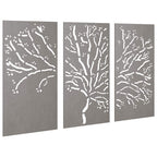 vidaXL 3-tlg. Garten-Wanddeko 105x55 cm Cortenstahl Baum-Design