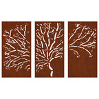 vidaXL 3-tlg. Garten-Wanddeko 105x55 cm Cortenstahl Baum-Design
