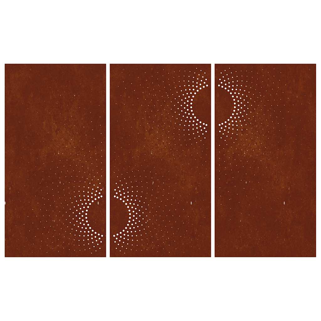 vidaXL 3-tlg. Garten-Wanddeko 105x55 cm Cortenstahl Sonnen-Design