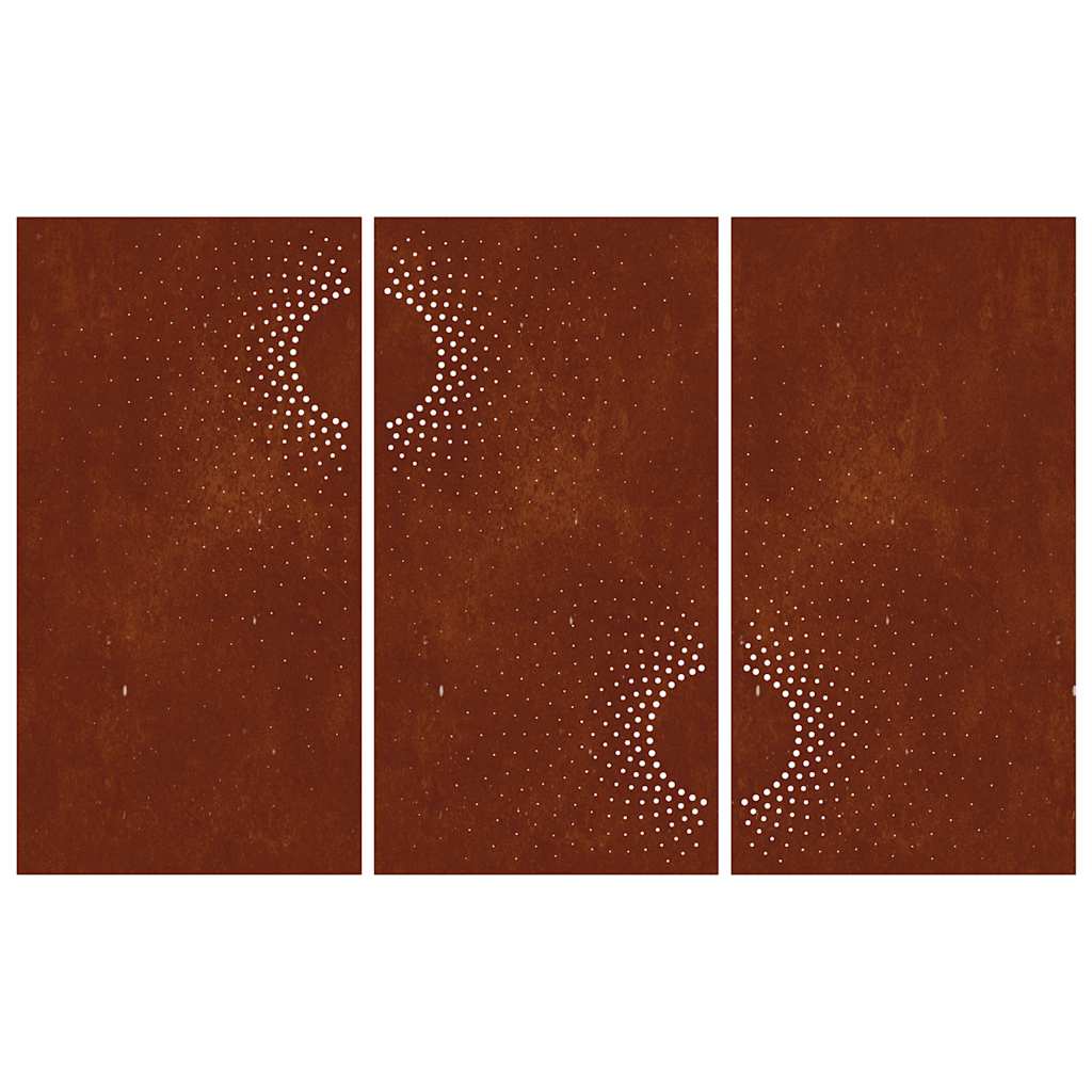 vidaXL 3-tlg. Garten-Wanddeko 105x55 cm Cortenstahl Sonnen-Design