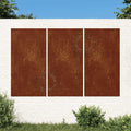 vidaXL 3-tlg. Garten-Wanddeko 105x55 cm Cortenstahl Sonnen-Design