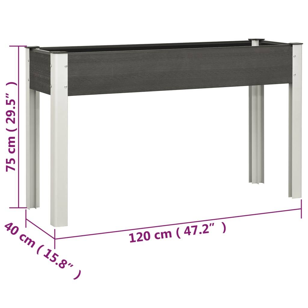 vidaXL Garten-Hochbeet Grau 120x40x75 cm WPC
