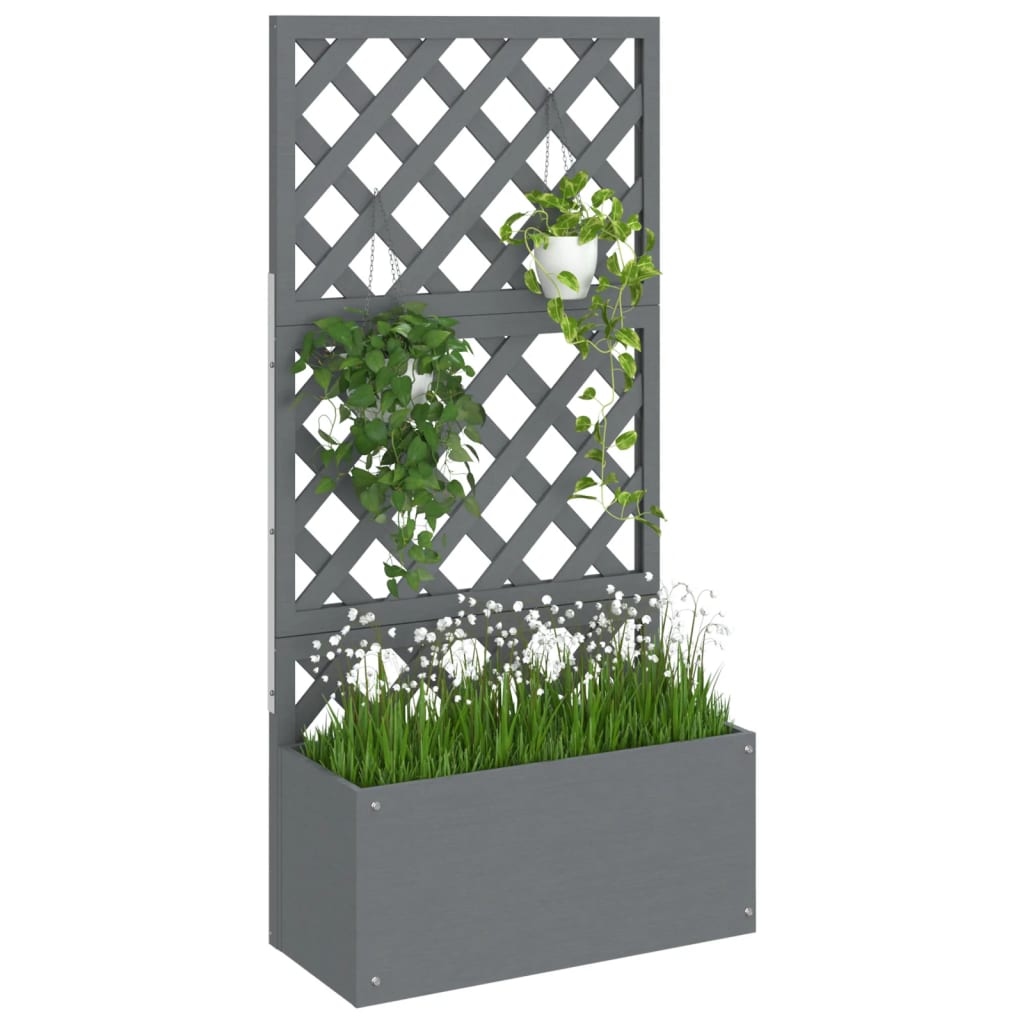vidaXL Blumenkasten mit Rankgitter Grau 65x33x135 cm WPC