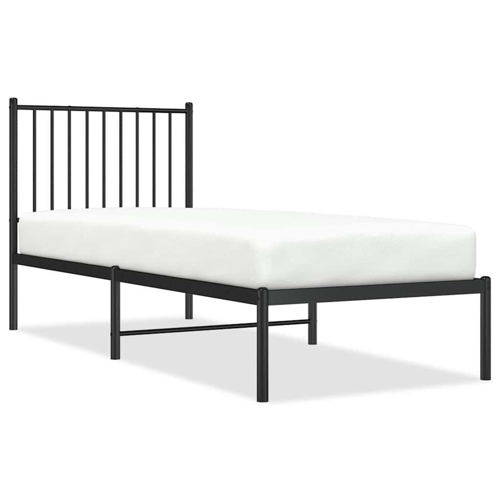 vidaXL Bettgestell mit Kopfteil Metall Schwarz 75x190 cm