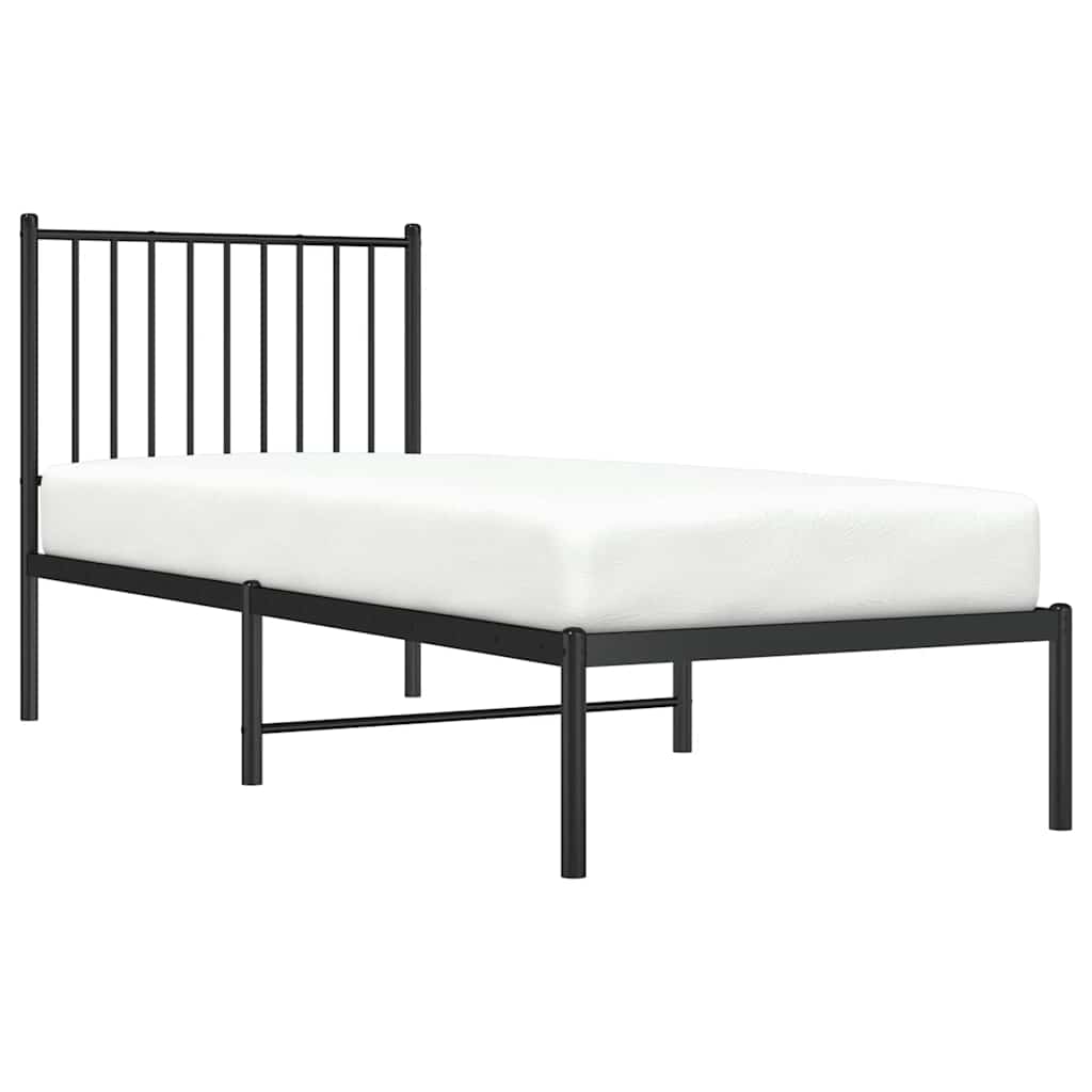 vidaXL Bettgestell mit Kopfteil Metall Schwarz 75x190 cm
