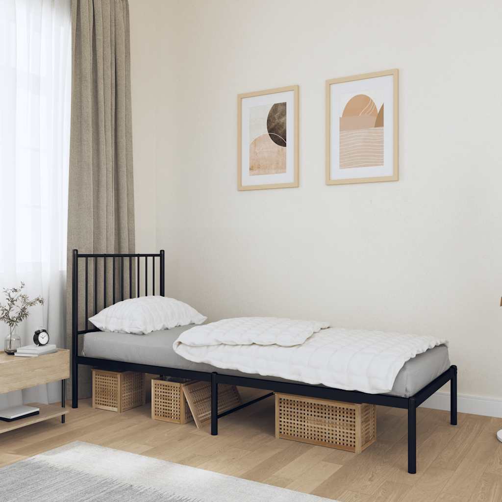 vidaXL Bettgestell mit Kopfteil Metall Schwarz 75x190 cm