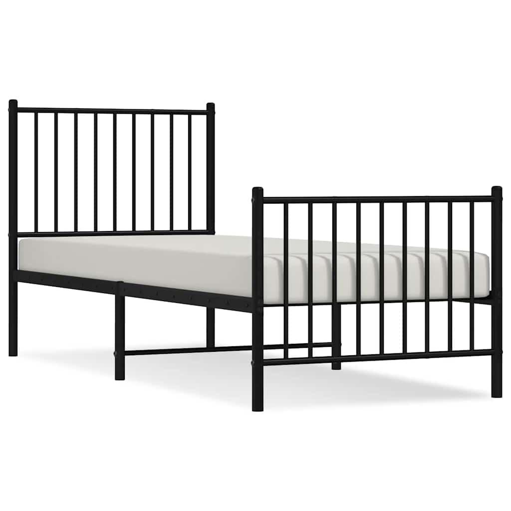 vidaXL Bettgestell mit Kopf- und Fußteil Metall Schwarz 75x190 cm