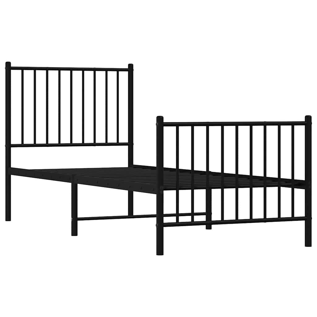 vidaXL Bettgestell mit Kopf- und Fußteil Metall Schwarz 75x190 cm