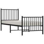 vidaXL Bettgestell mit Kopf- und Fußteil Metall Schwarz 75x190 cm