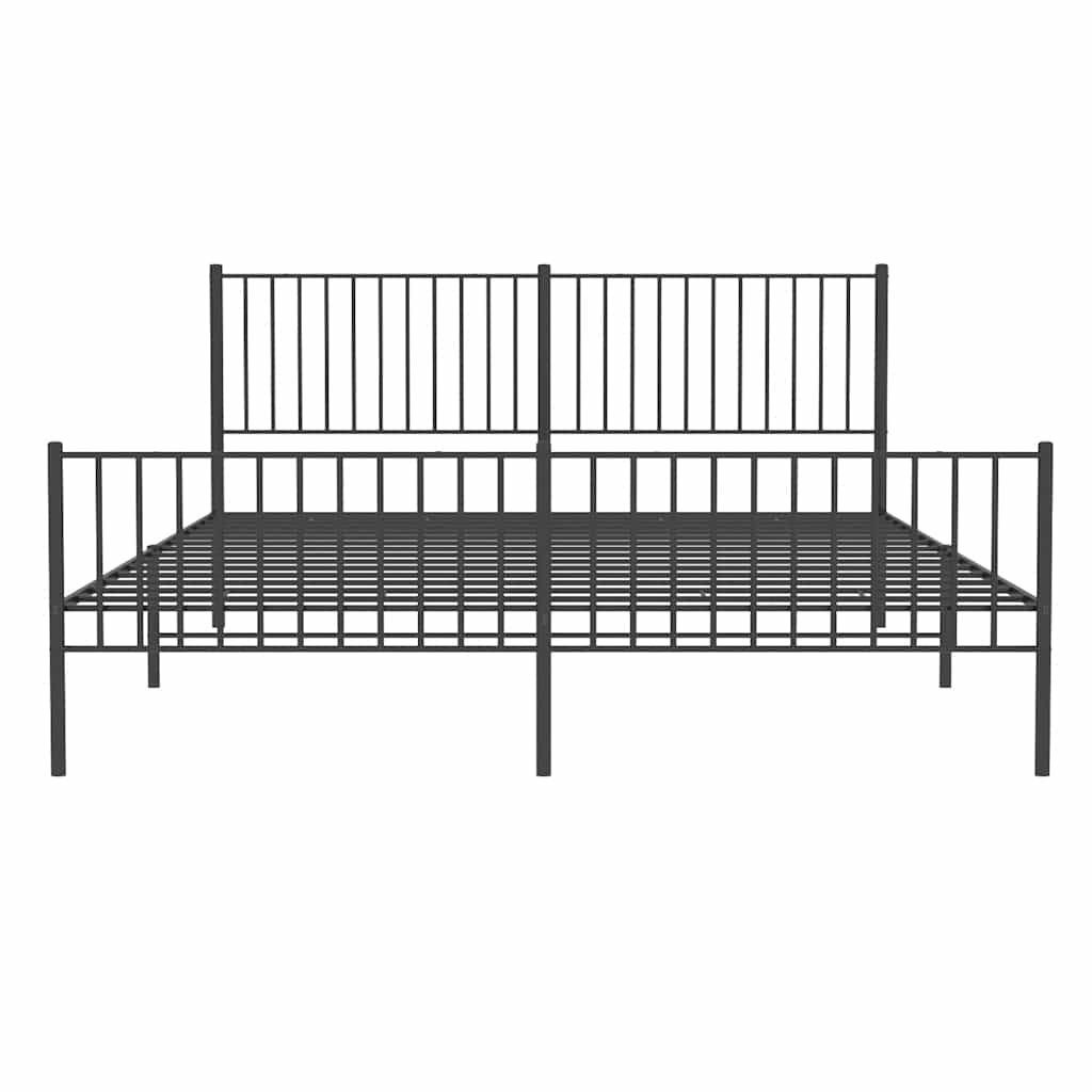 vidaXL Metallbett ohne Matratze mit Fußteil Schwarz 180x200 cm