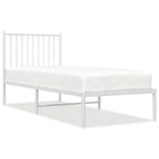 vidaXL Metallbett ohne Matratze mit Kopfteil Weiß 75x190 cm