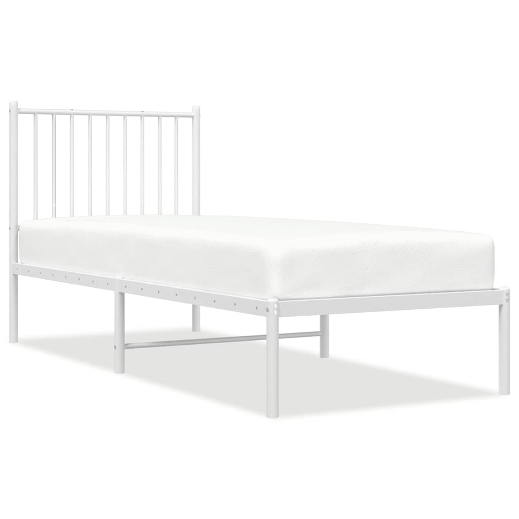 vidaXL Metallbett ohne Matratze mit Kopfteil Weiß 75x190 cm