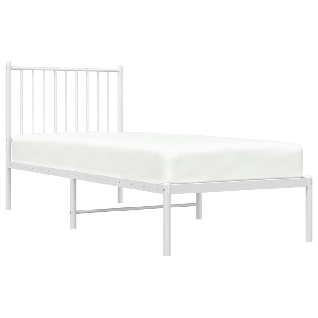 vidaXL Metallbett ohne Matratze mit Kopfteil Weiß 75x190 cm