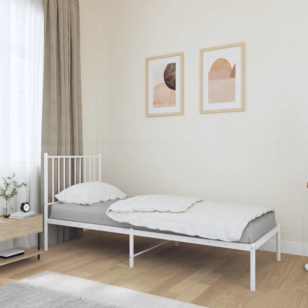 vidaXL Metallbett ohne Matratze mit Kopfteil Weiß 75x190 cm