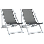 vidaXL Strandstühle 2 Stk. Klappbar Grau Aluminium und Textilene
