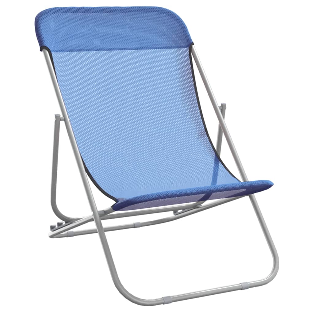vidaXL Strandstühle 2 Stk. Blau Textilene & Pulverbeschichteter Stahl