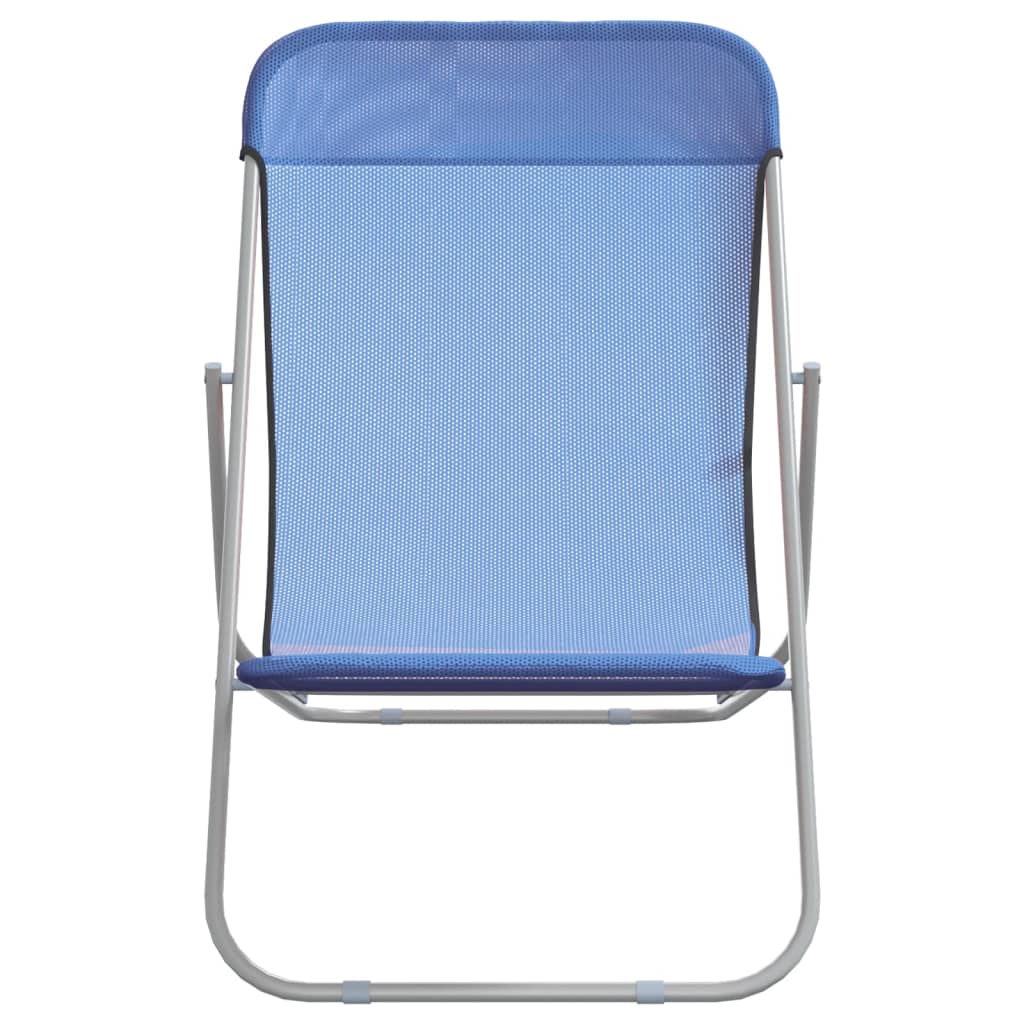 vidaXL Strandstühle 2 Stk. Blau Textilene & Pulverbeschichteter Stahl