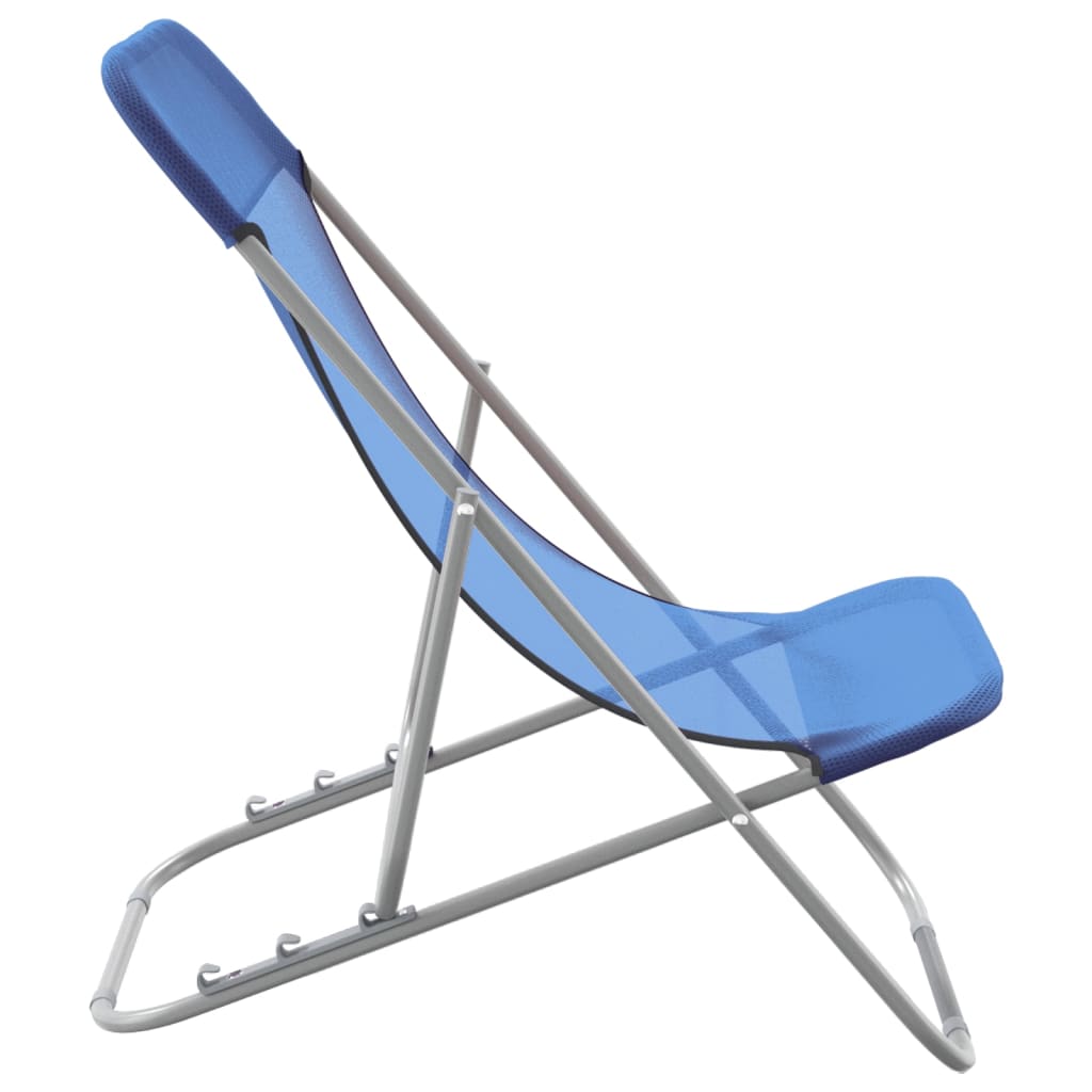 vidaXL Strandstühle 2 Stk. Blau Textilene & Pulverbeschichteter Stahl