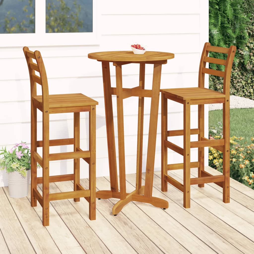 vidaXL 3-tlg. Gartenbar-Set Massivholz Akazie