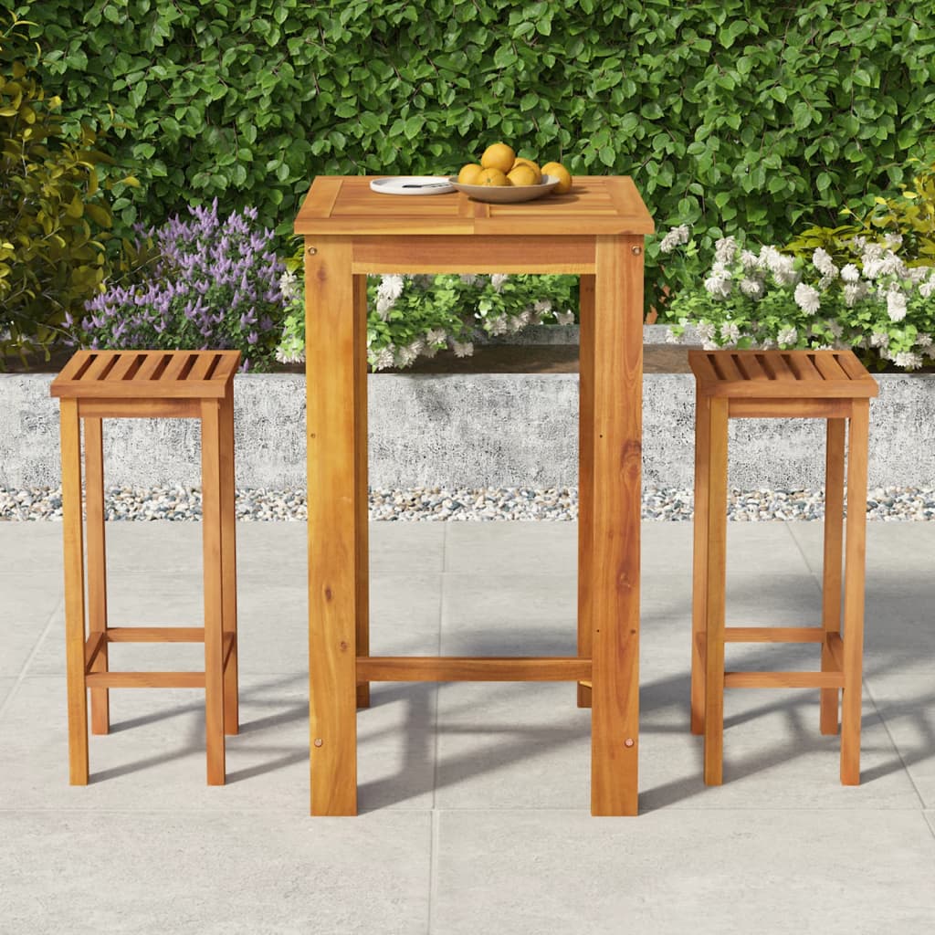 vidaXL 3-tlg. Gartenbar-Set Massivholz Akazie