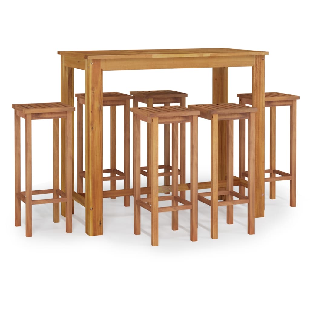 vidaXL 7-tlg. Gartenbar-Set Massivholz Akazie