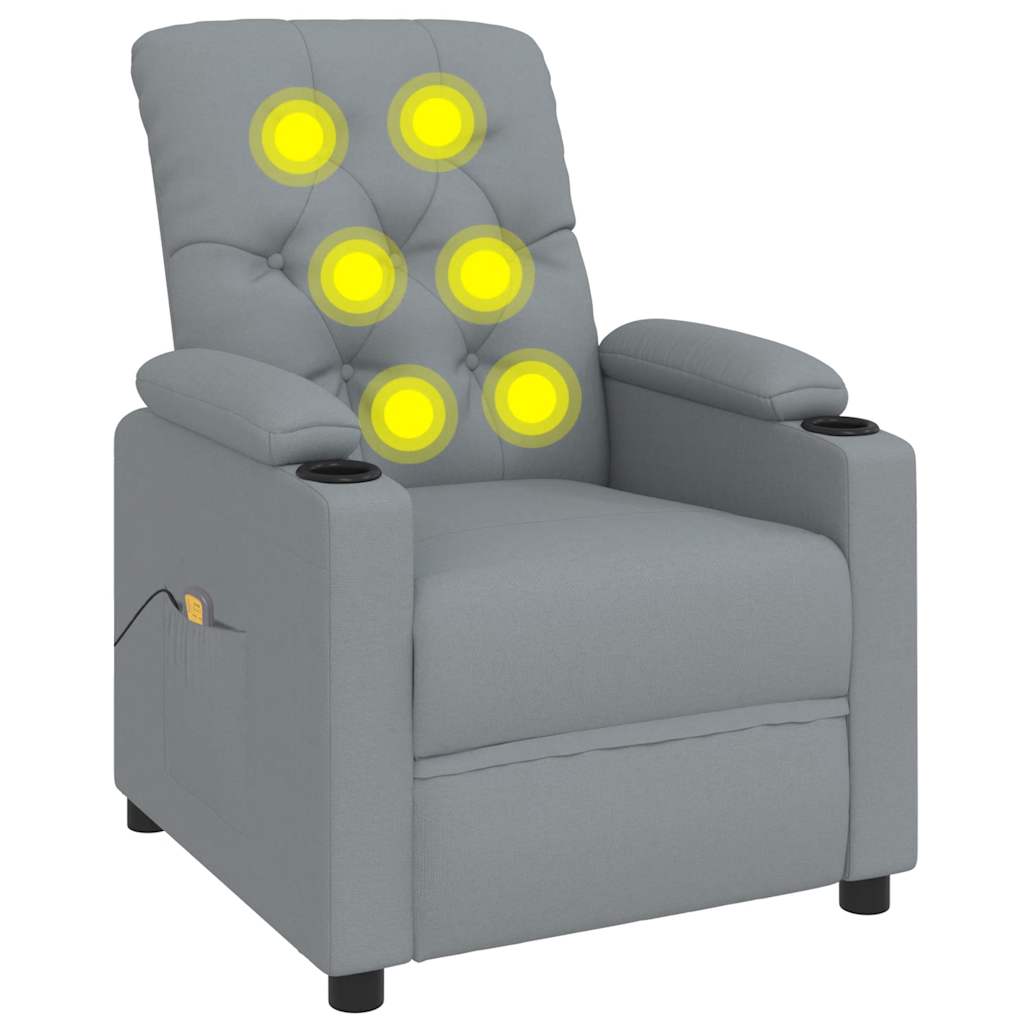 vidaXL Massage-Relaxsessel, hellgrauer Stoff