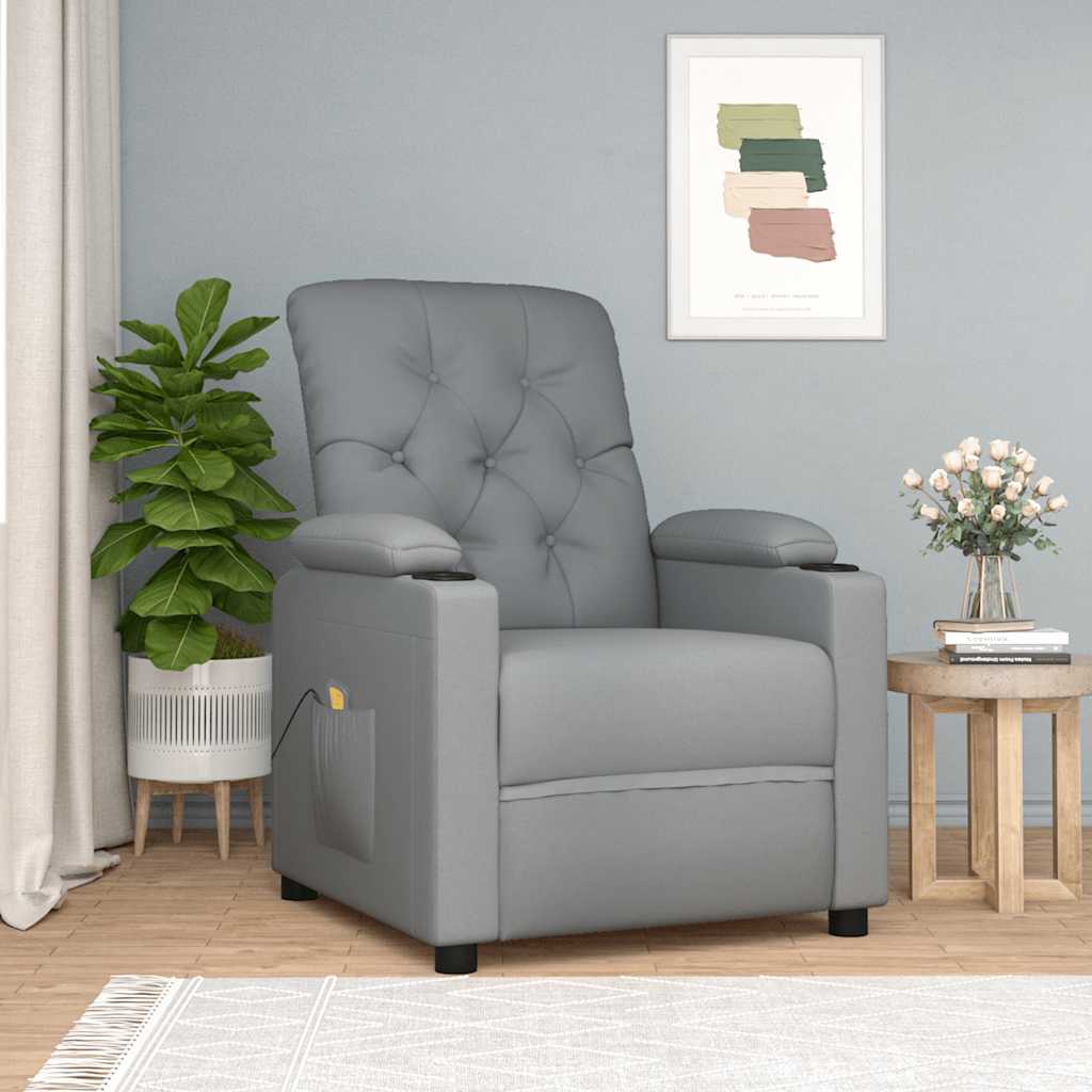 vidaXL Massage-Relaxsessel, hellgrauer Stoff