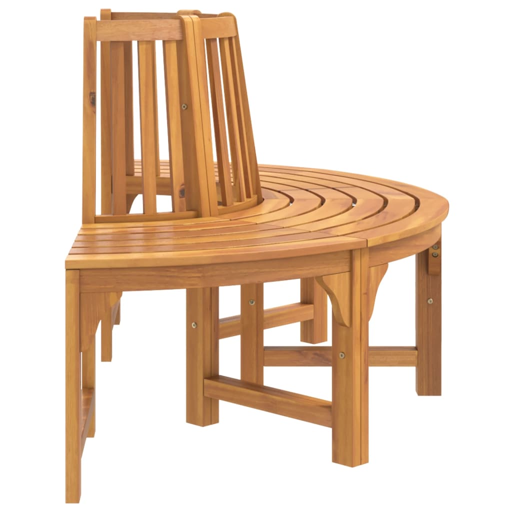 vidaXL Baumbank Halbrund Ø160 cm Massivholz Eukalyptus