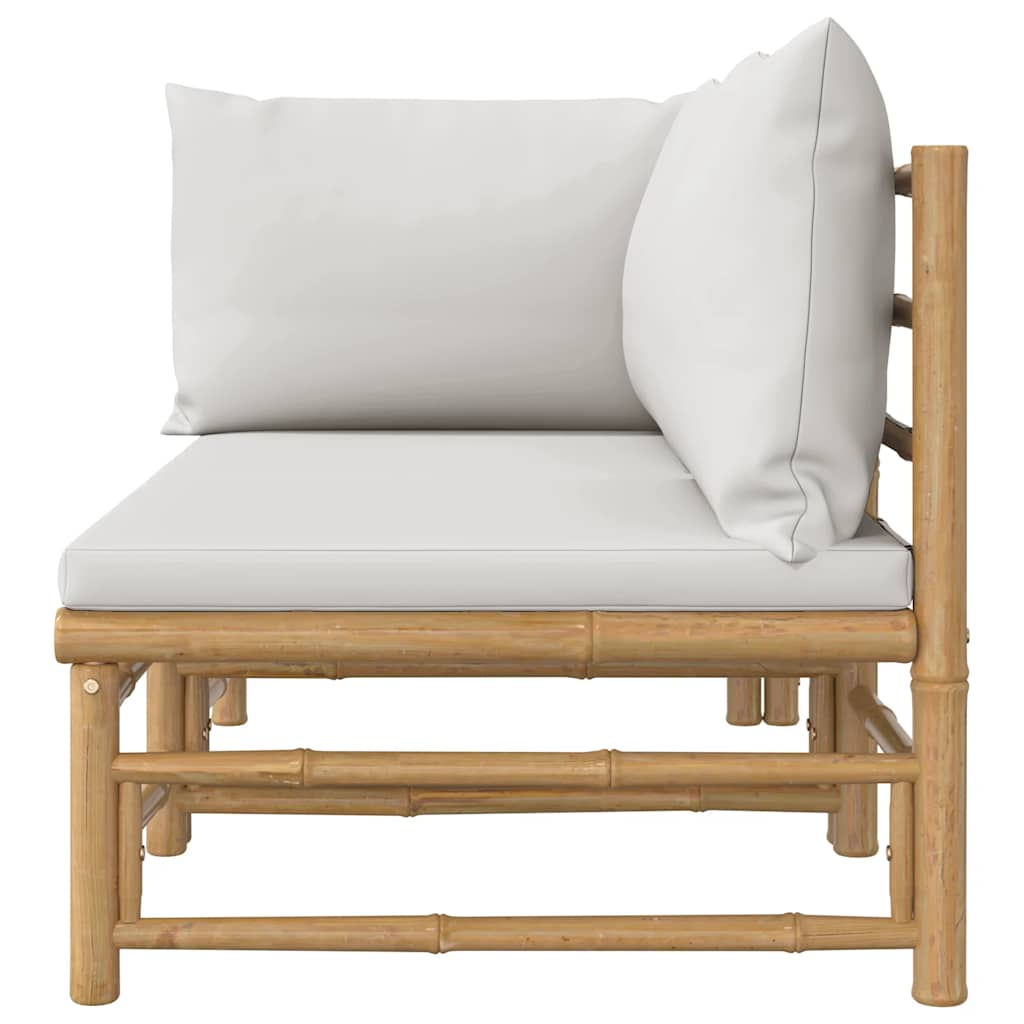 vidaXL 2-tlg. Garten-Lounge-Set Hellgraue Kissen Bambus