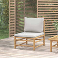 vidaXL Garten-Mittelsofa mit Hellgrauen Kissen Bambus