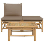 vidaXL 3-tlg. Garten-Lounge-Set mit Taupe Kissen Bambus