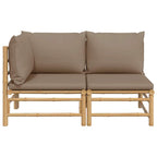 vidaXL 2-tlg. Garten-Lounge-Set mit Taupe Kissen Bambus