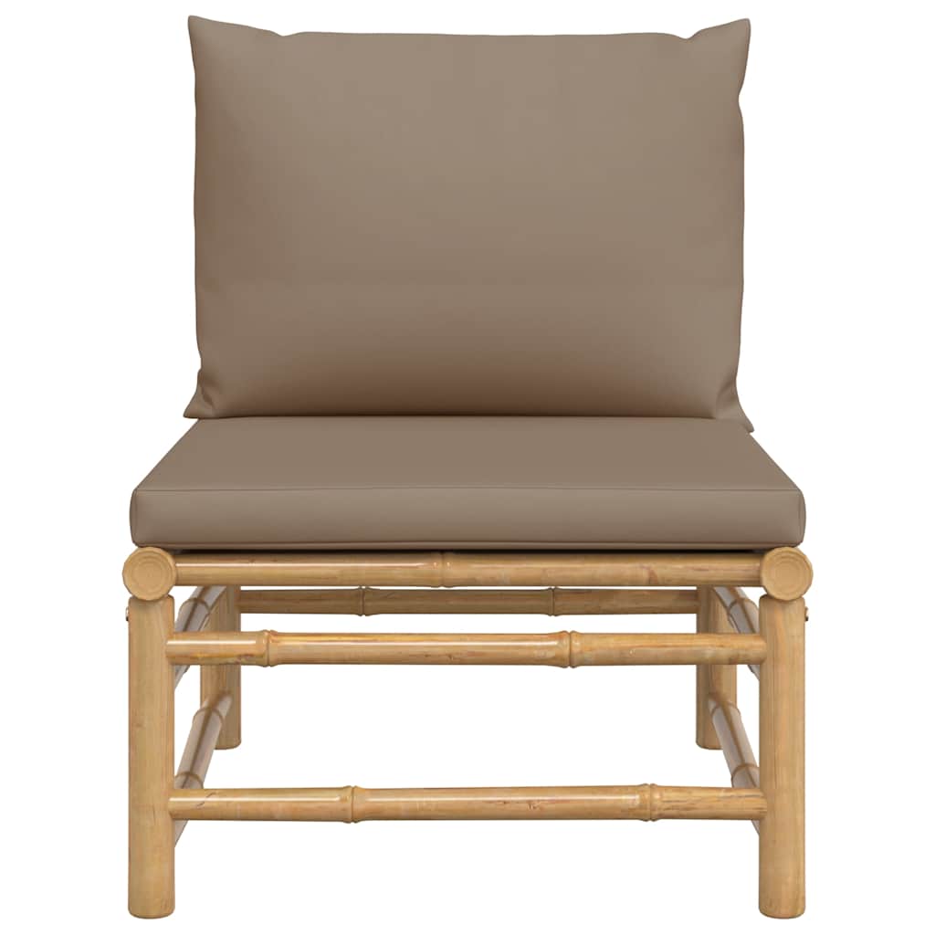vidaXL Garten-Mittelsofa mit Taupe Kissen Bambus