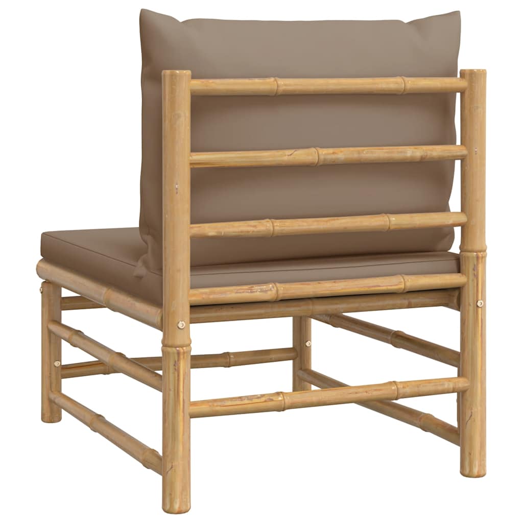 vidaXL Garten-Mittelsofa mit Taupe Kissen Bambus