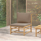 vidaXL Garten-Mittelsofa mit Taupe Kissen Bambus