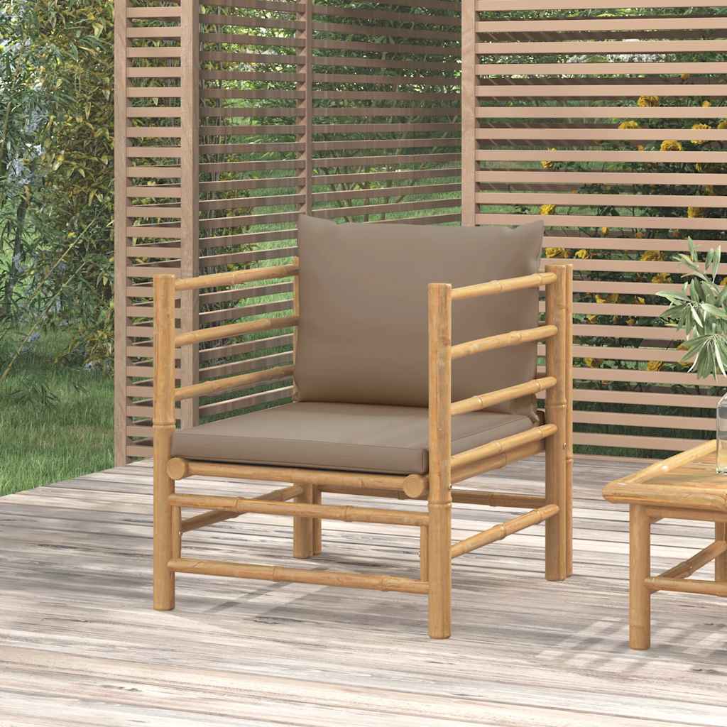 vidaXL Gartensessel mit Taupe Kissen Bambus