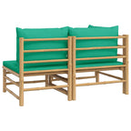 vidaXL 2-tlg. Garten-Lounge-Set mit Grünen Kissen Bambus
