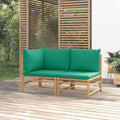 vidaXL 2-tlg. Garten-Lounge-Set mit Grünen Kissen Bambus