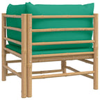 vidaXL Garten-Ecksofa mit Grünen Kissen Bambus