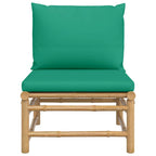 vidaXL Garten-Mittelsofa mit Grünen Kissen Bambus