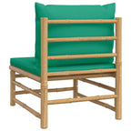 vidaXL Garten-Mittelsofa mit Grünen Kissen Bambus