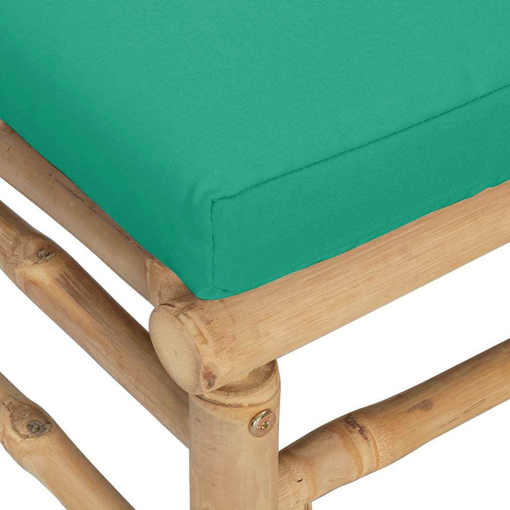vidaXL Gartenhocker mit Grünem Kissen Bambus